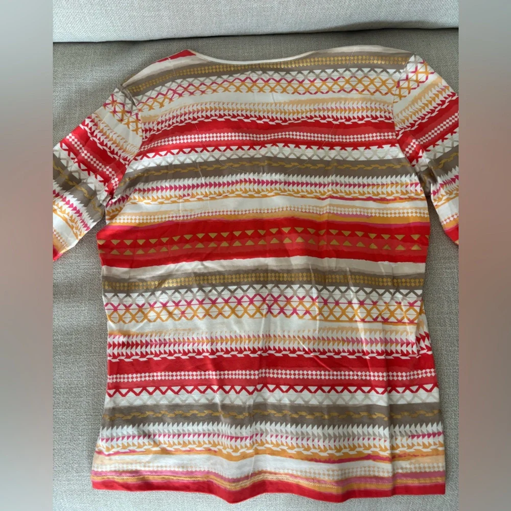 Ruby Rd. Vibrant Patterned Long Sleeve Tee - Picture 5 of 5